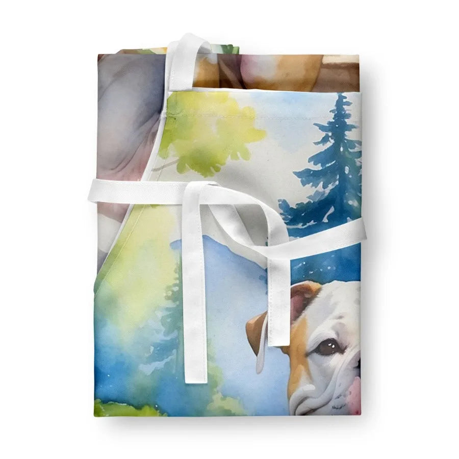 American Bulldog Spring Garden Apron Cooking Kitchen Server Baking Crafts Gardening for Adult Women Men Unisex Large Multicolor