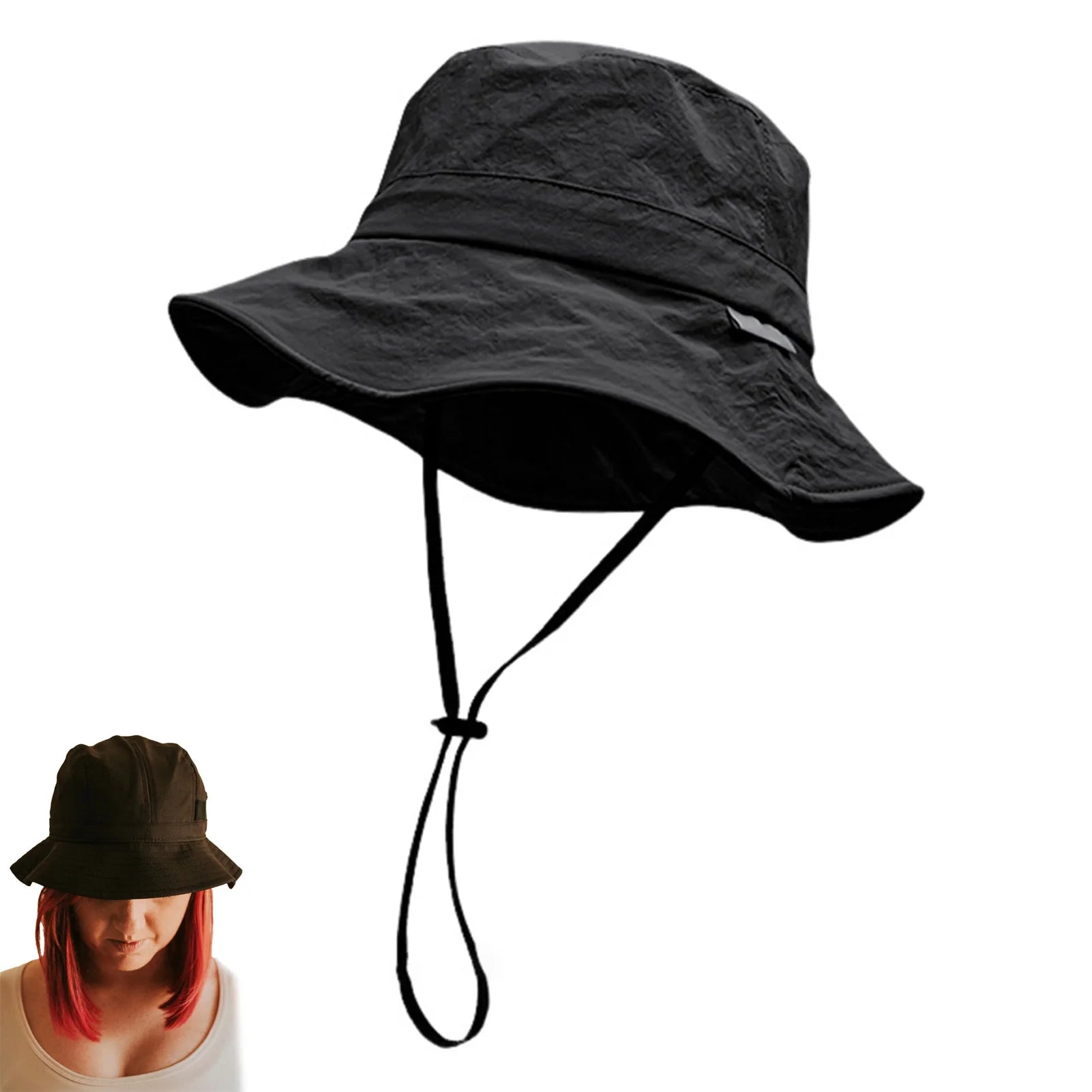 Classic Wide Brim Bucket Hat Drawstring Outdoor Breathable Summer Hats for Friend Family Neighbors Gift MIAO-US