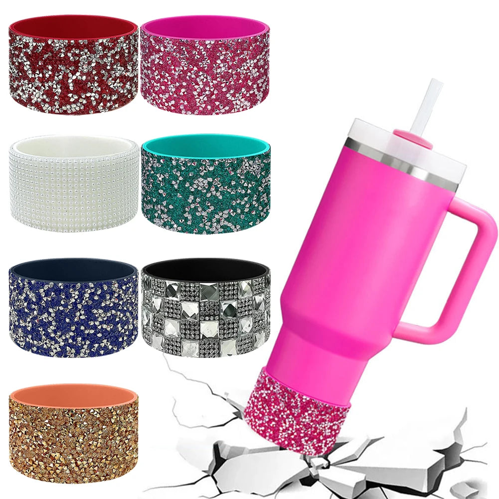 Diamond Bling Silicone Boot Wear Resistant Water Bottle Boot Sleeve Anti-Slip Water Bottles Bottom Sleeve for Stanley Cup 40oz