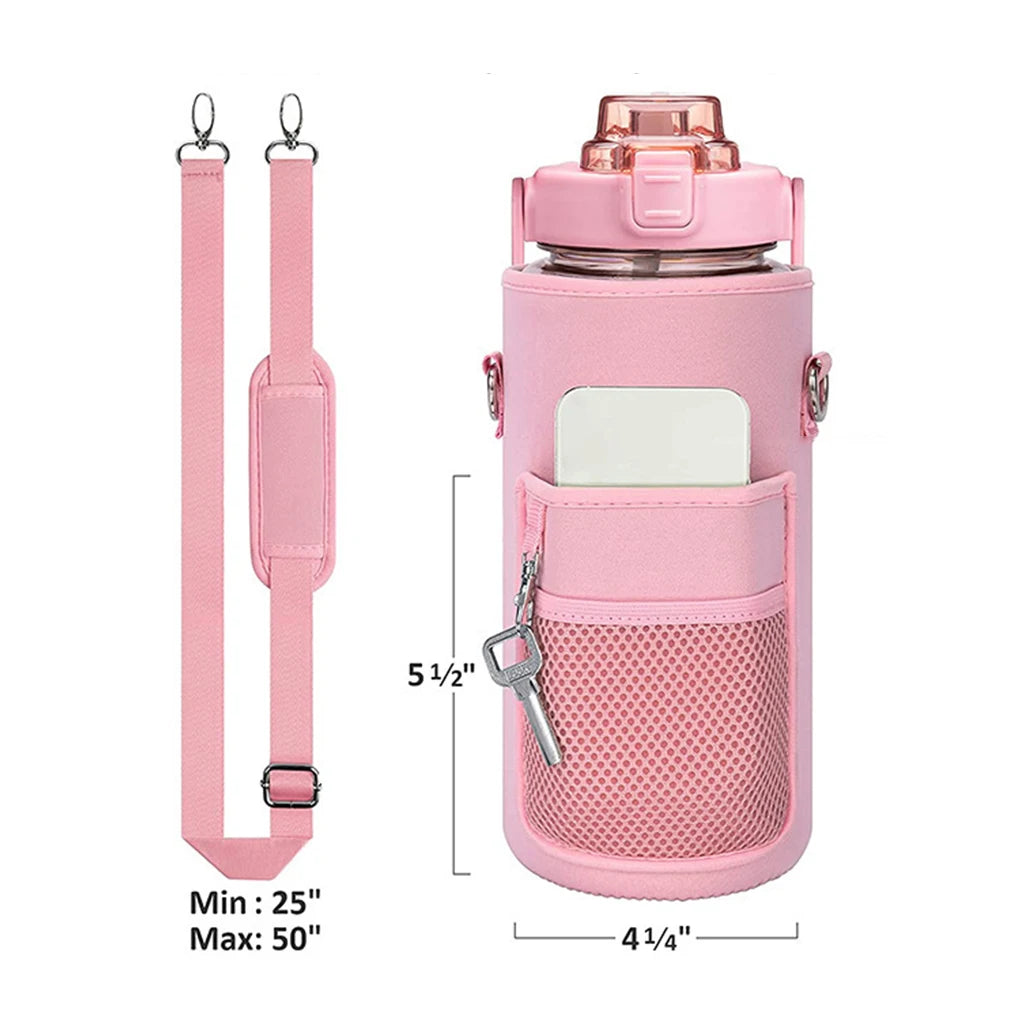 Camping Water Bottle Cover Universal Insulated Kettle Bag Phone Holder Thermal Vacuum Flask Sleeve Pouch Black