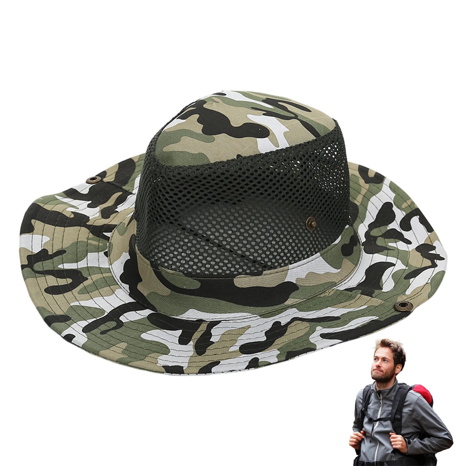 Summer Bucket Hats Hollow out Breathable Wide Brim Fisherman Hat Drawstring UV Protection Casua Hats for Outdoor Travel Hiking