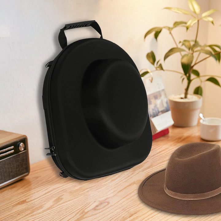 Cowboy Hat Storage Box - Zippered EVA Hat Organizer Bag for 7-10 Hats - Durable Polyester Travel Case W/ Shoulder Strap & Insert