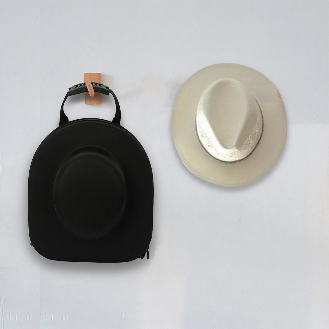 Cowboy Hat Storage Box - Zippered EVA Hat Organizer Bag for 7-10 Hats - Durable Polyester Travel Case W/ Shoulder Strap & Insert