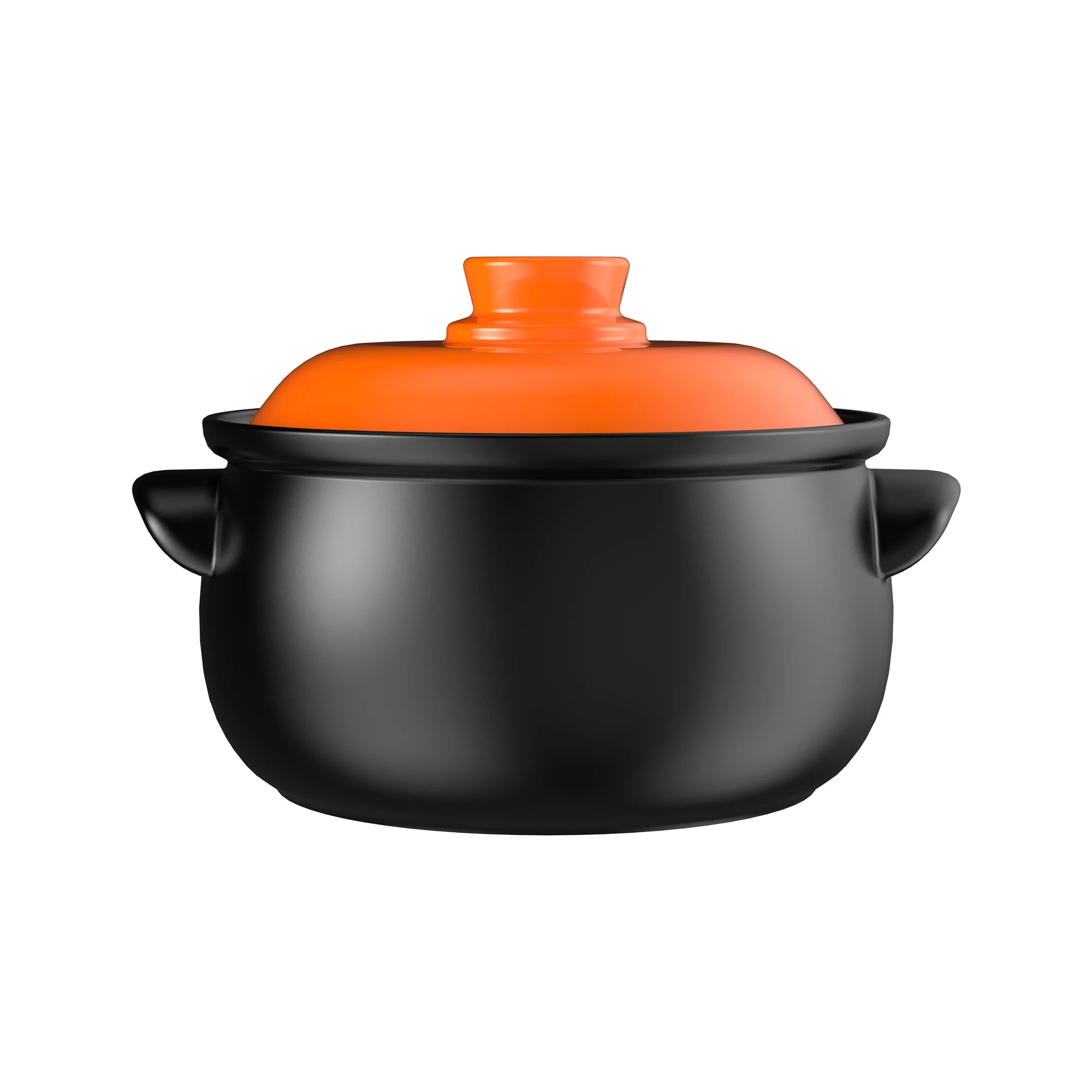 129oz Ceramic Clay Pot with Orange Lid, Heat-Resistant & Thermal Shock Proof - China Restaurant Style, Easy Clean & Oven Safe