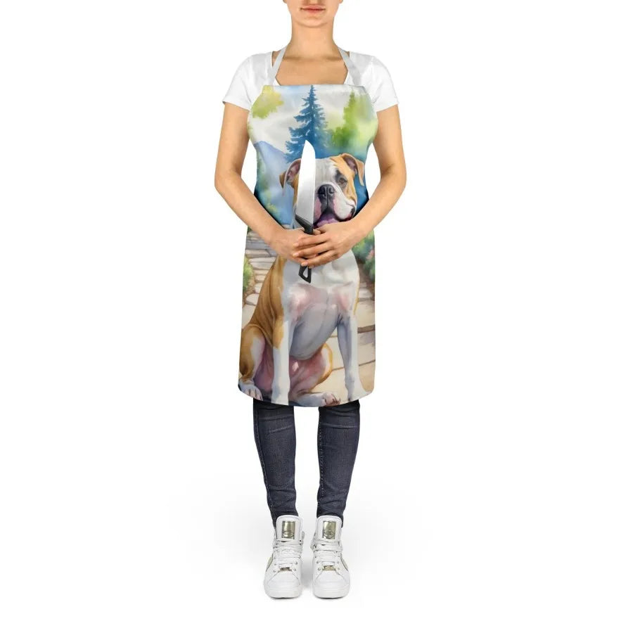 American Bulldog Spring Garden Apron Cooking Kitchen Server Baking Crafts Gardening for Adult Women Men Unisex Large Multicolor