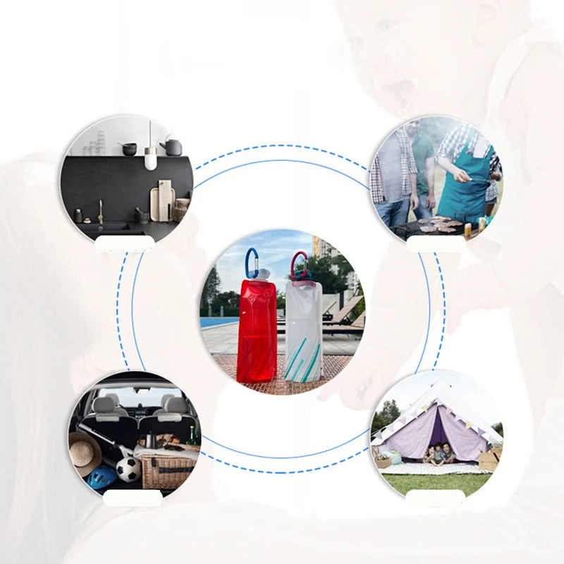 700mL Reusable Sports Travel Portable Collapsible Folding Drink Water Bottle Kettle Outdoor Sports Plastic Water Bottle